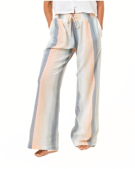 Rip Curl Blue Cotton Crepe Poplin Beach Pants – Smocked
