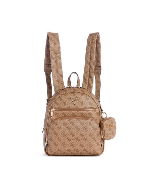 Guess Brown Power Play Rucksack Latte Logo