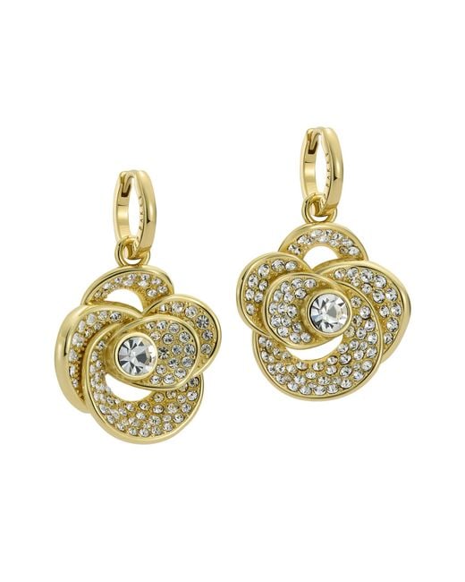 Ted Baker Metallic Florence Crystal Flower Huggie Earrings For