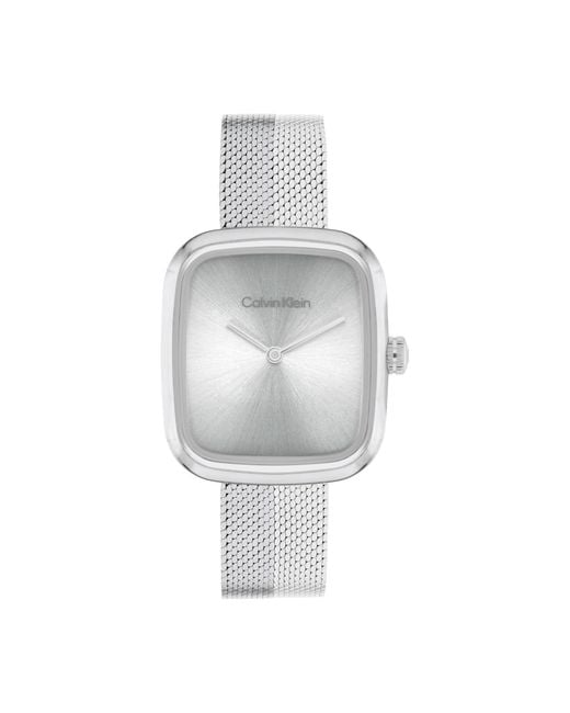 Orologio Con Movimento Al Quarzo A Due Lancette da Donna Collezione CK ADORE con Cinturino in Maglia Metallica in di Calvin Klein in White