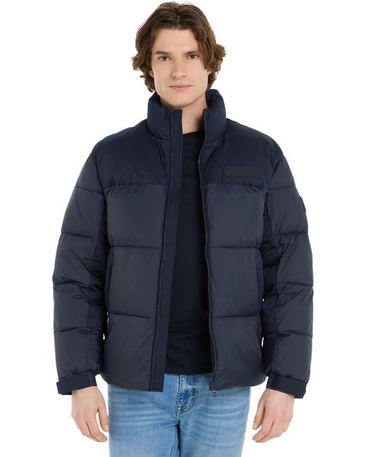 Tommy Hilfiger Blue Puffer Jacket Winter Jacket For Transition Weather for men