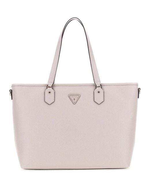 Guess Schoudertas Met Laptopvak Norom Travel Tote Oak Lichtgrijs in het Pink