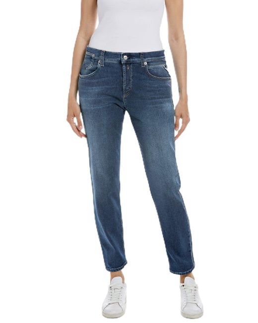 Jeans Donna Marty BoyFit Elasticizzati di Replay in Blue