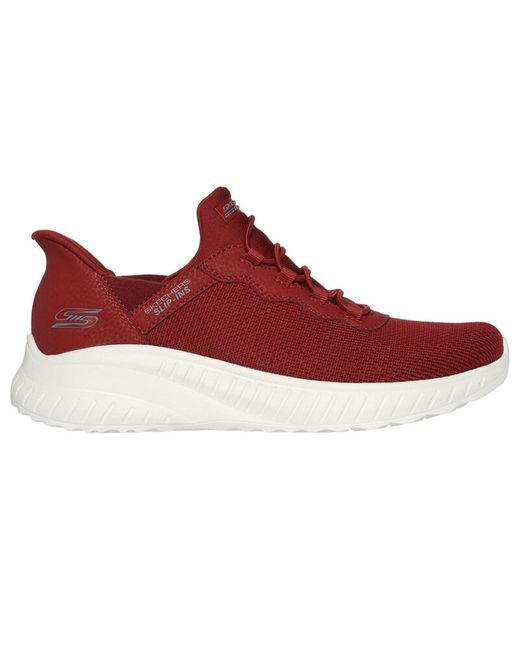 Skechers Bobs Sport Squad Chaos Slip-ins Red Low Top Sneaker Shoes 6.5