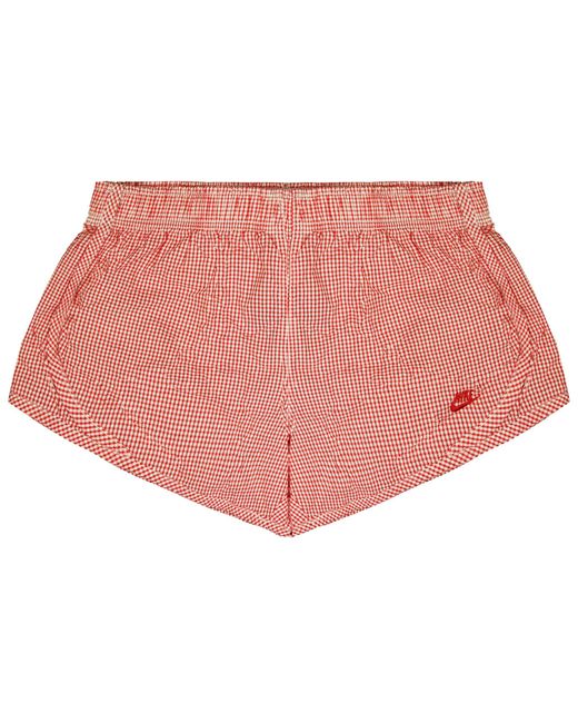 Nike Pink Sportswear Checkered Shorts White Red S Waist Bottoms 477057 601