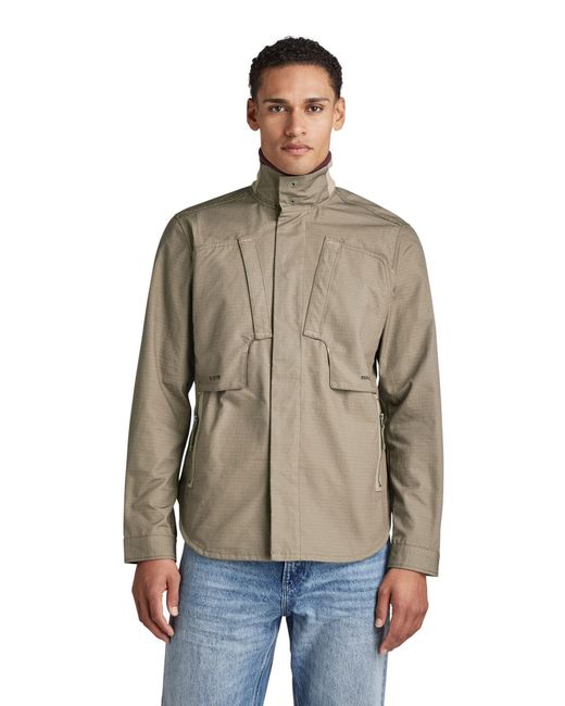G-Star RAW Utility Zip Overshirt Jacket in het Natural voor heren