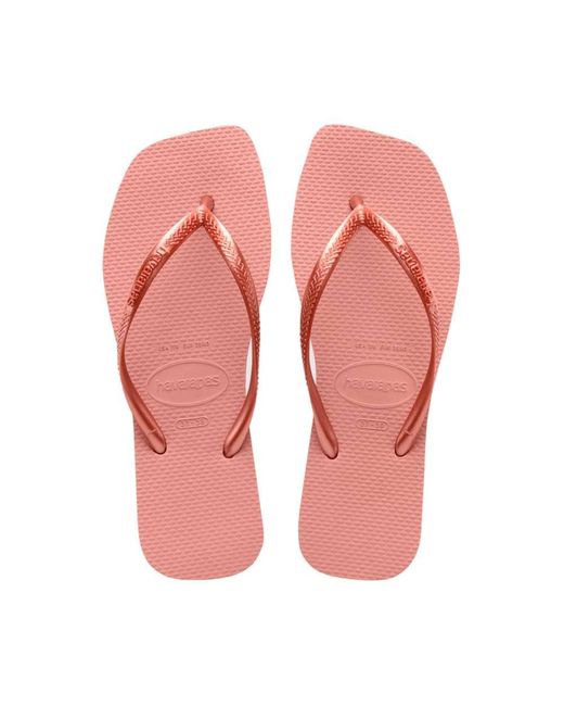Havaianas Pink S Slim Square Flip Flops Sandals Black