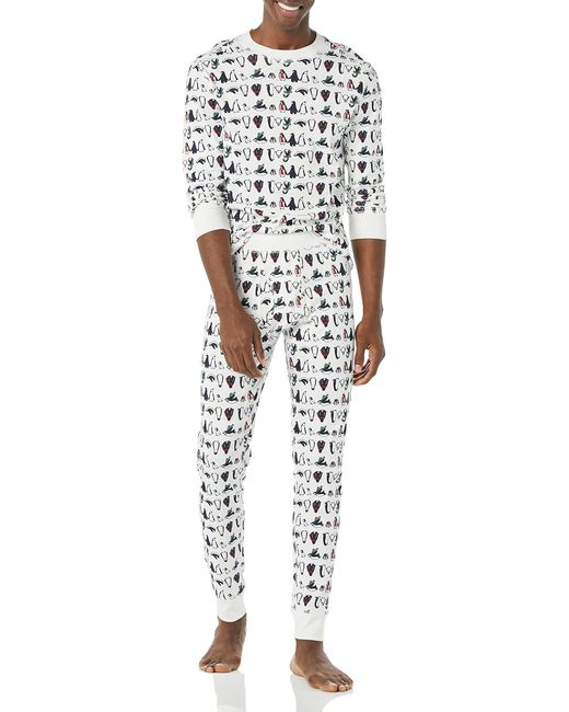 Conjunto de Pijama de Algodón de Ajuste Ceñido Hombre Amazon Essentials de hombre de color White