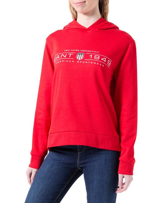 Gant Red Reg Shield Hoodie Hooded Sweatshirt