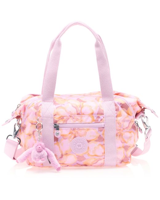 Kipling Pink Art Mini Tote Bag Leichte Kleine Weekender Nylon Reise Handtasche