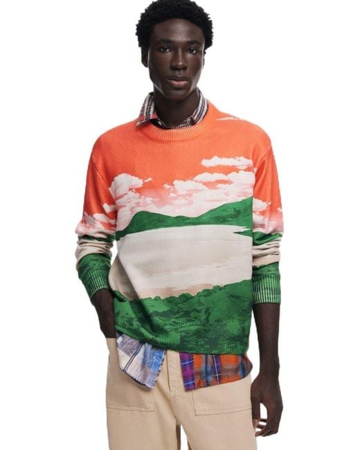 Flat Knit Thin Gauge Jacket Sudadera Desigual de hombre de color Green