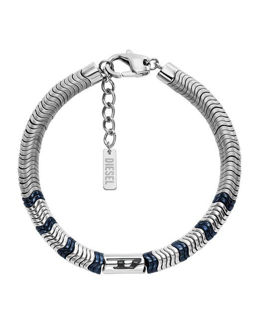 Bracciale da uomo in acciaio inox color argento di DIESEL in Metallic da Uomo