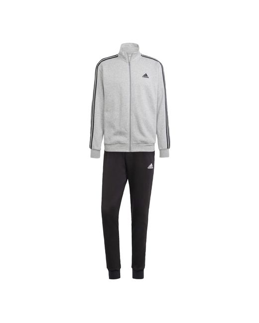 Adidas Basic 3-strepen Fleece Trainingspak in het Gray voor heren