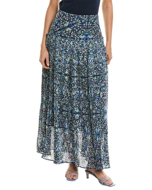 Ted Baker Blue Corrugated Pleat Maxi Skirt