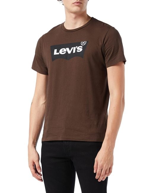 Levi's Black Graphic Crewneck Tee T-shirt Batwing Color Hot Fudge for men
