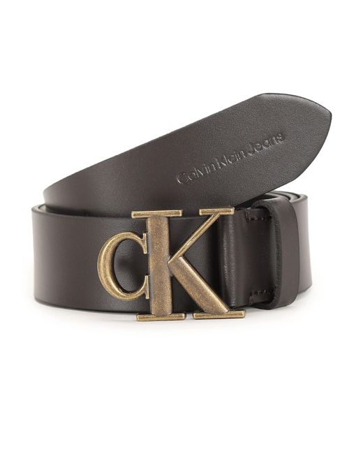 Calvin Klein Gray Belt Mono Plaque Leather for men