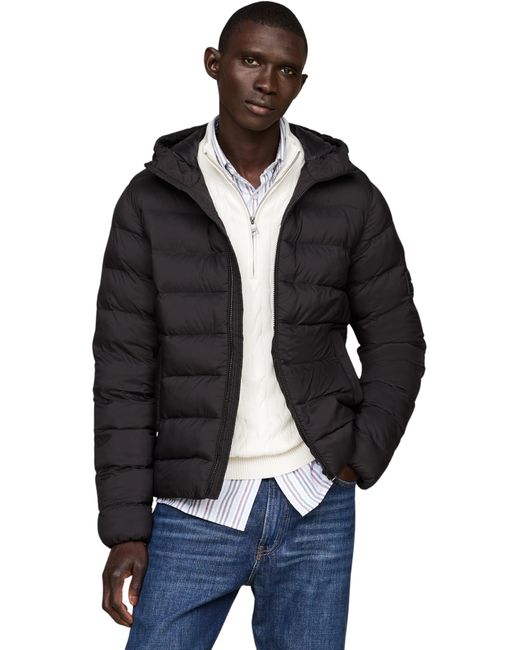 Tommy Hilfiger Black 's Mid Weight Quilted Jacket With Hood for men