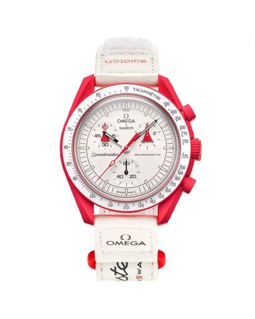 Swatch Pink Omega x Moon Mission to Mars Speedmaster Rot & Weiß