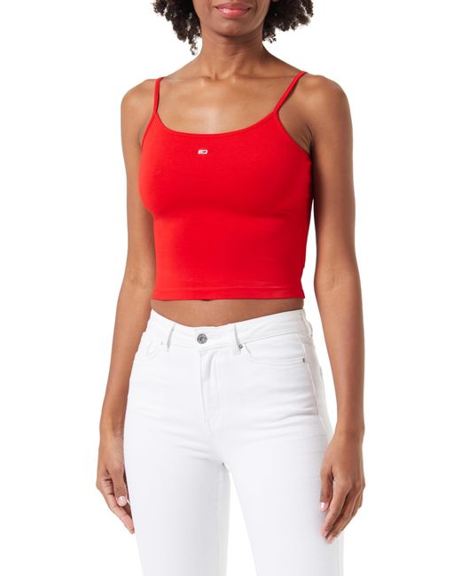 Top Donna Cropped di Tommy Hilfiger in Red