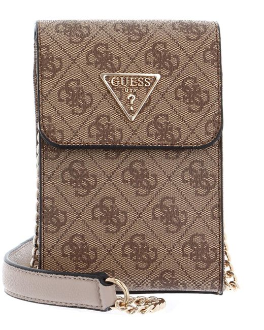 Guess Brown Noelle Flap Chit Chat Bag