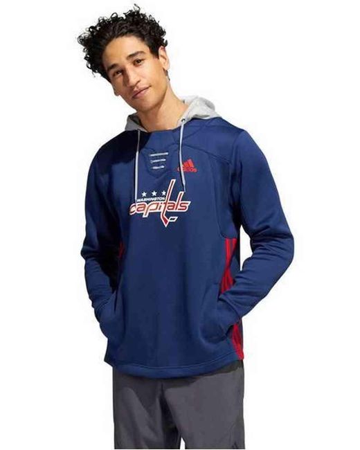 Sweat à capuche NHL Washington Capitals Skate en dentelle pour homme Adidas pour homme en coloris Blue