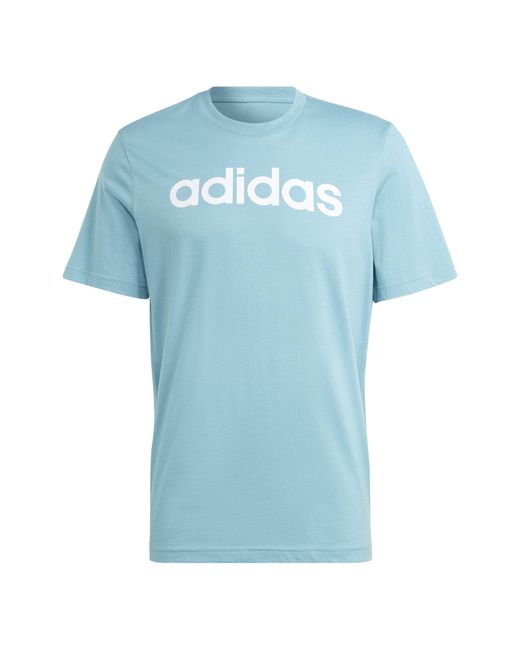 Adidas Blue M Lin Sj T T-shirt for men