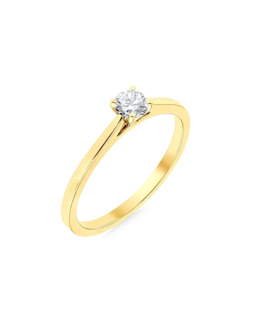 Amazon Essentials Metallic Lab Created Yellow Gold 0.25ct Round Cut Diamond Ring Size P