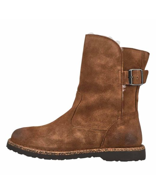 Uppsala Shearling-Suede Stivali da donna a metà polpaccio di Birkenstock in Brown