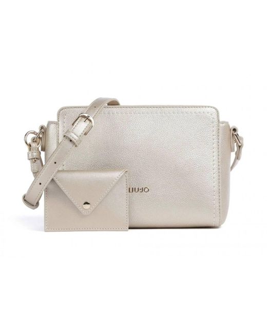 Borsetta a tracolla h con chiusura zip e charm bustina removibile Oro Oro Gold 00529 di Liu Jo in Black