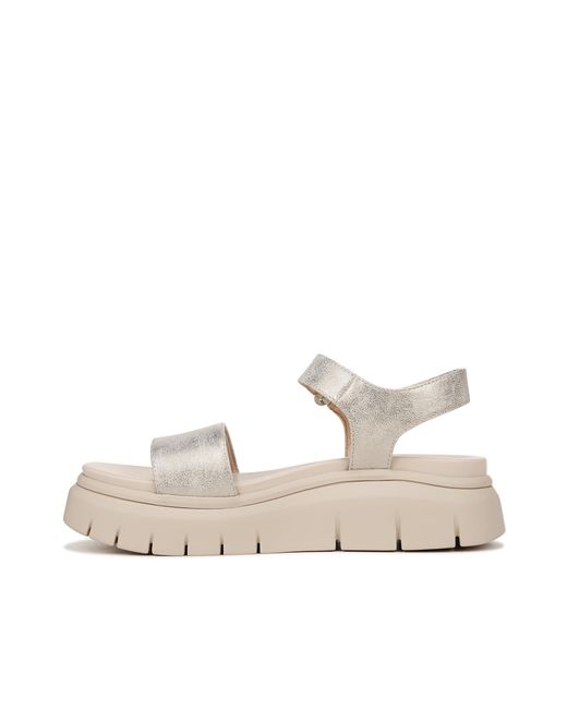 Naturalizer White Soul S Poppi Ankle Strap Platform Flat Sandal Light Gold 10 M