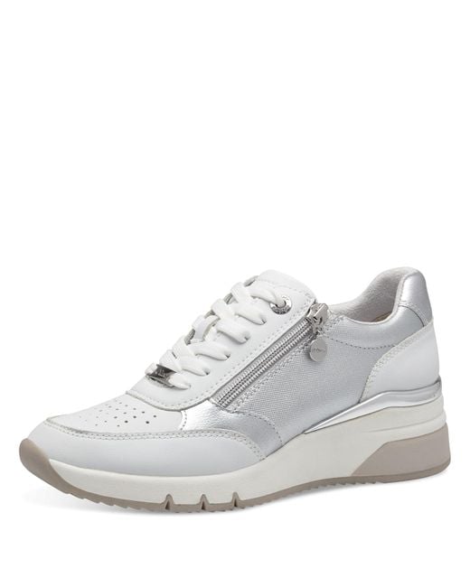 S.oliver White Wedge Sneaker zum Schnüren mit Reißverschluss