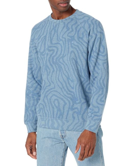 Quiksilver Blue Raglan Crew Pullover Sweatshirt Sweater for men