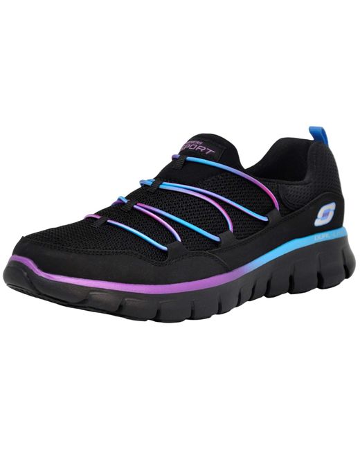 Skechers Loving Life Memory Foam Black/purple Fashion Sneaker 8 Wide Us