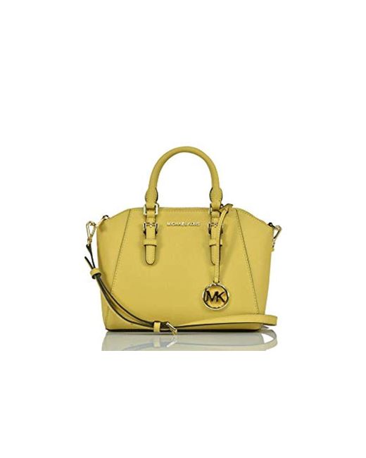 Ciara Medium Saffiano Leather Messenger Bag di Michael Kors in Yellow