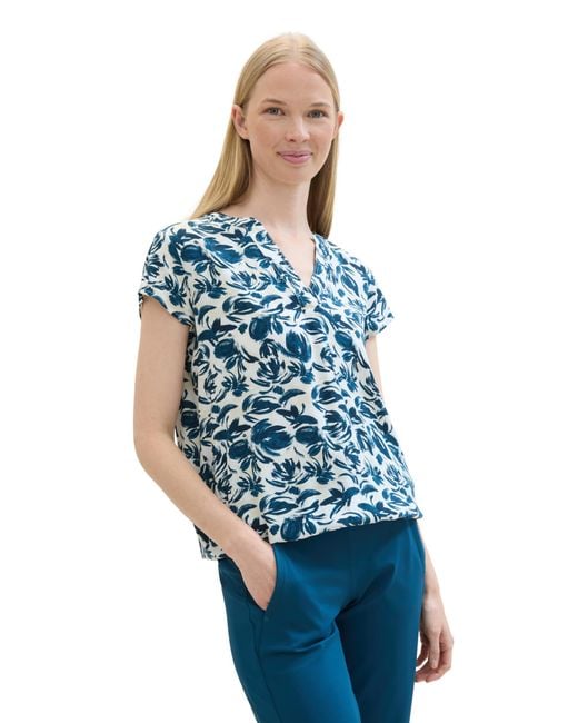 Tom Tailor Blue Kurzarm-Bluse mit Muster