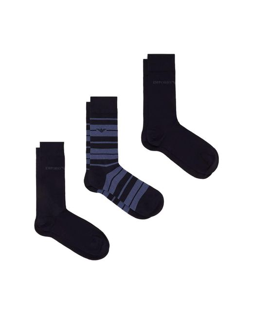 Emporio Armani Blue Gifting 3-pack Short Socks for men
