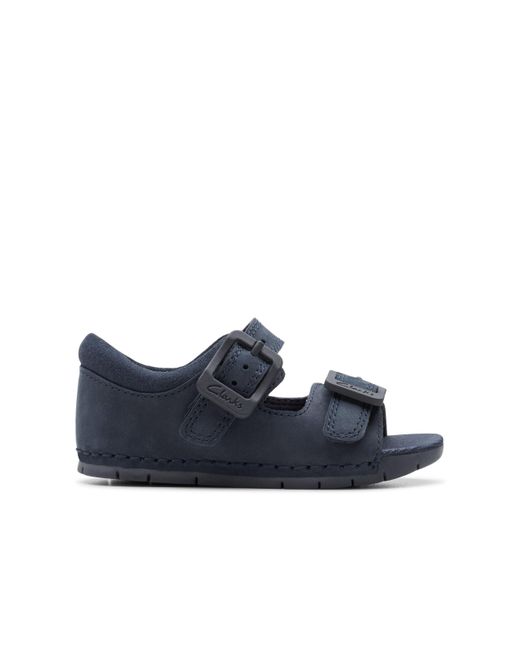Clarks Blue Baha Beach T Leather Sandals In Navy Wide Fit Size 4