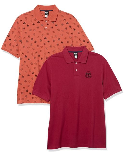 Disney | Marvel | Star Wars Polo in Piqué di Cotone Vestibilità Regolare Uomo di Amazon Essentials in Red da Uomo