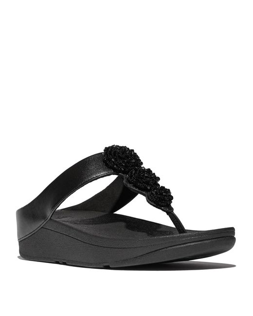 FitFlop Fino Beadie Button Metallic Sandals - Platino