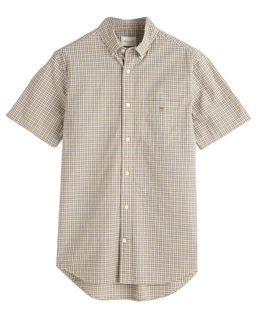 Gant White Reg Poplin Microcheck Ss Shirt for men