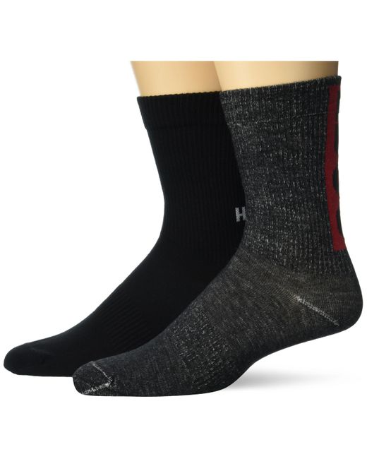 HUGO Black 2-pack Back Logo Quarter Length Ribbed Socks for men