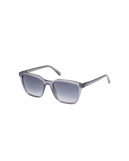 GU0017020W53 Occhiali da sole da uomo in plastica grigia quadrata con protezione UV di Guess in Black da Uomo