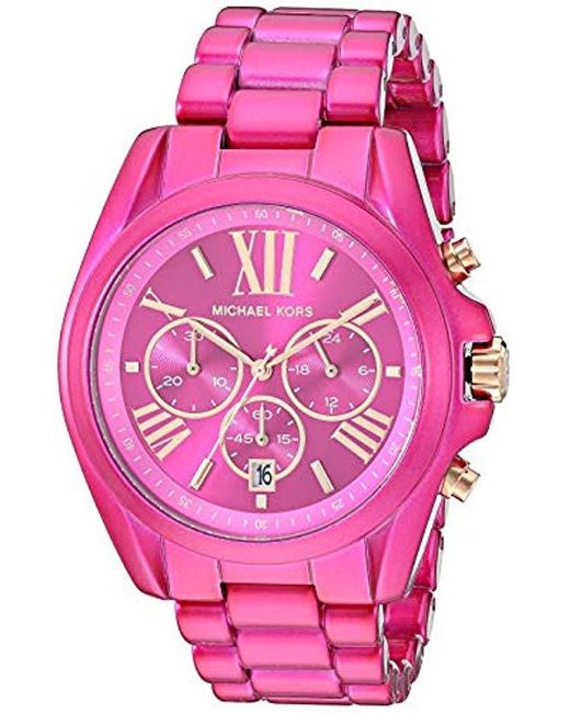 Michael Kors Women's Exclusive Bradshaw Chronograph Pink Coated Stainless Steel Watch