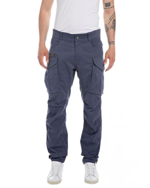 M9873A Joe Comfort Cotton Twill Pantaloni di Replay in Blue da Uomo