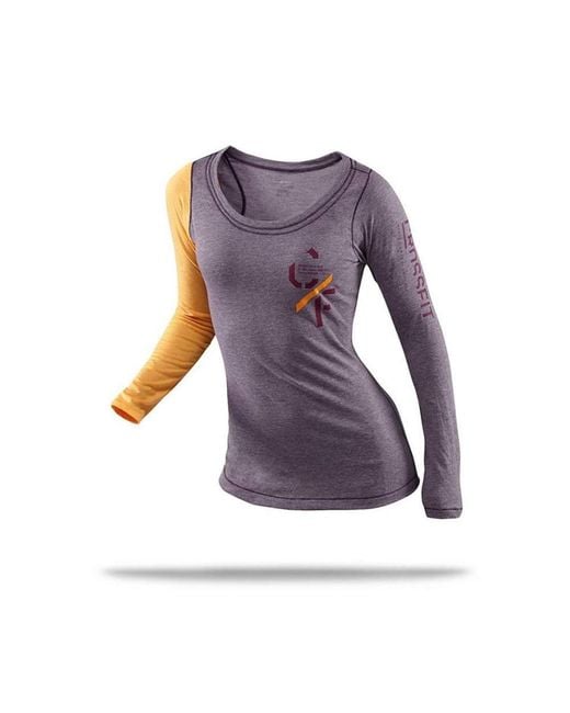 Reebok Crossfit Purple Playdry Performance Long Sleeve Tri-blend T-shirt Z90702