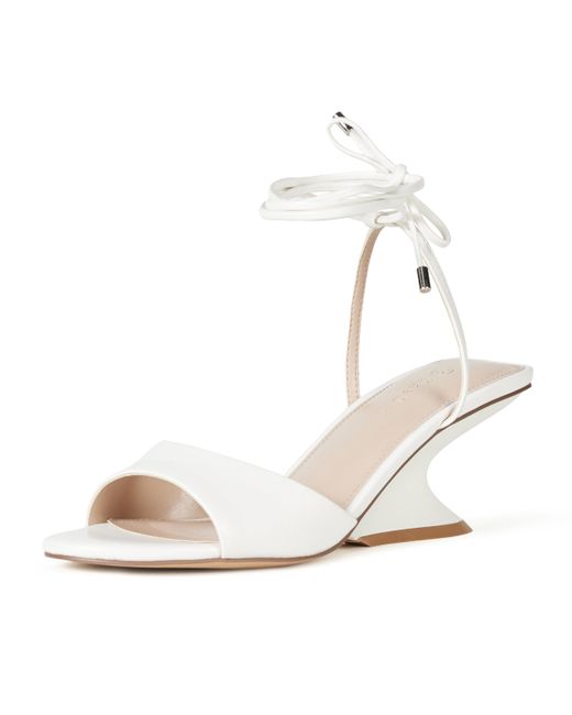 The Drop White Phoenix Lace Up Sculpted Heeled Sandal