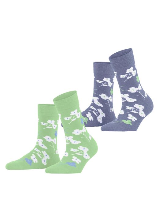 Esprit Blue Spring Flowers 2 Pack W So Cotton Patterned 2 Pairs Socks