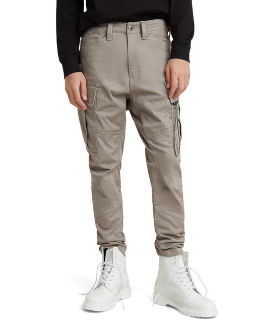 G-Star RAW Gray Zip Pocket 3d Skinny Cargo Pants 2.0 for men
