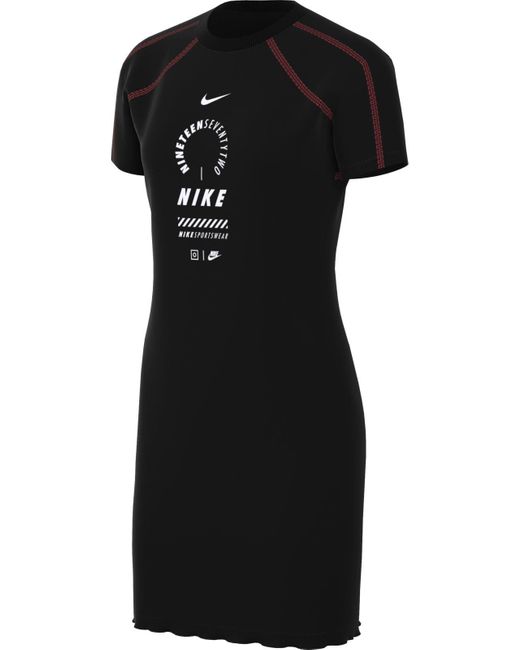 Damen Sportswear Dress Short-Sleeve Femme Sw Vestido Nike de color Black