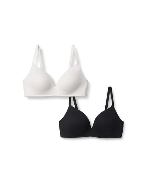 Amazon Essentials White Cotton Jersey Lined Plunge Bralette